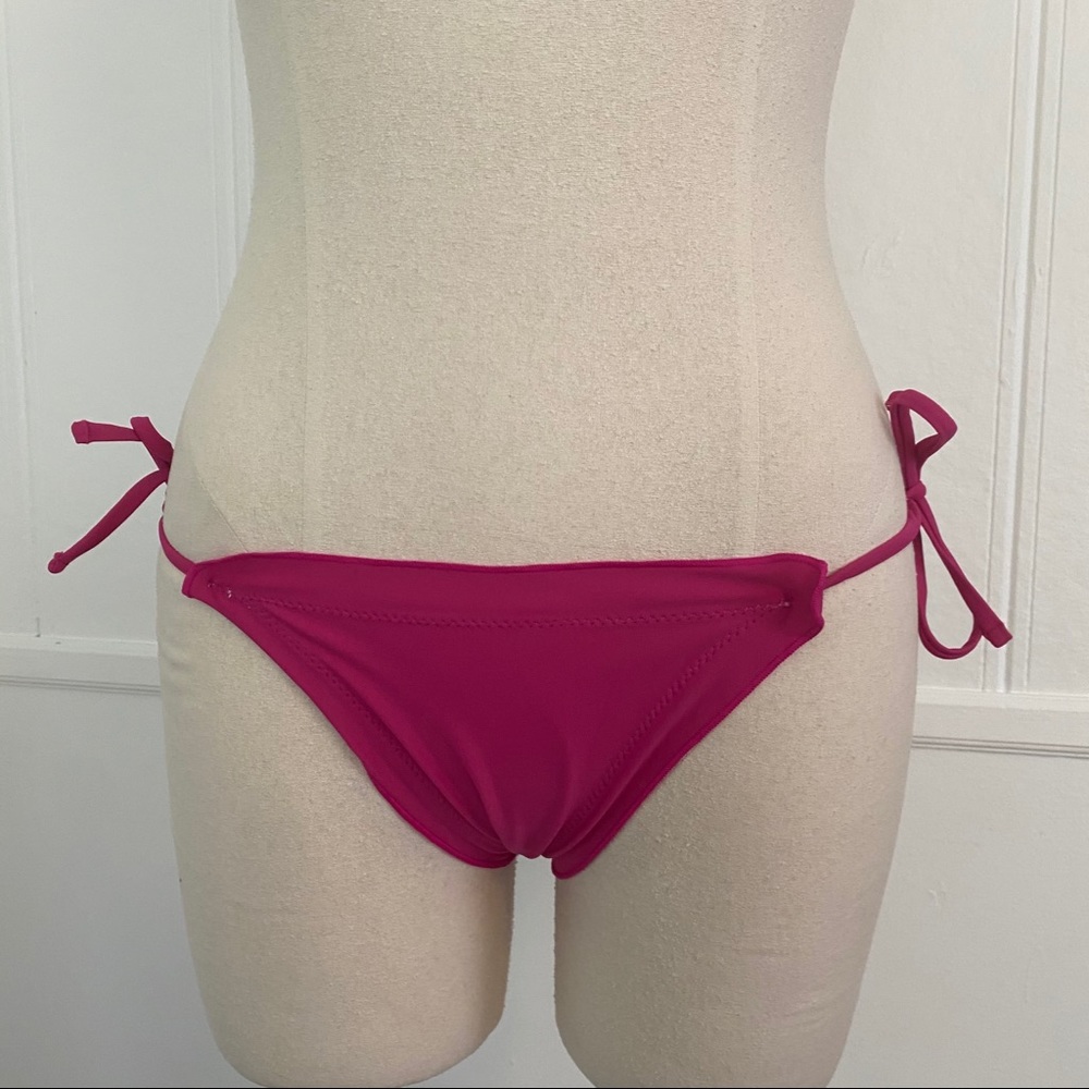 Pink bikini bottom side tie cheeky medium